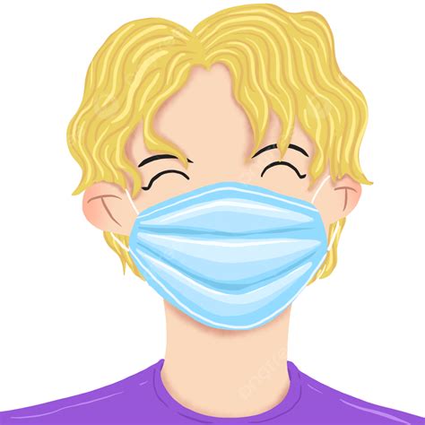 Mask Wearing Clipart Hd Png Flat Cartoon Hand Drawn A Man Wearing A ...