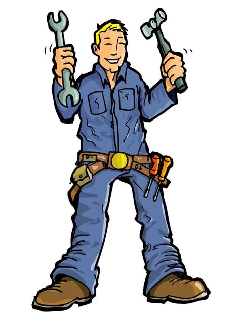 Cartoon Of A Handy Man With All His Tools. Stock Vector - Illustration of build, construct: 21018315