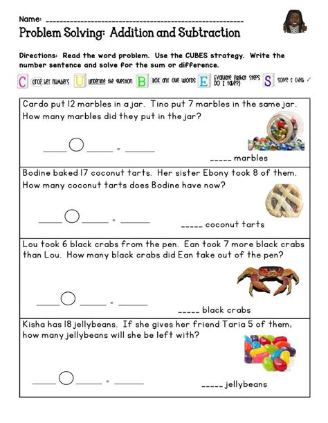 Problem Solving Addition & Subtraction worksheet