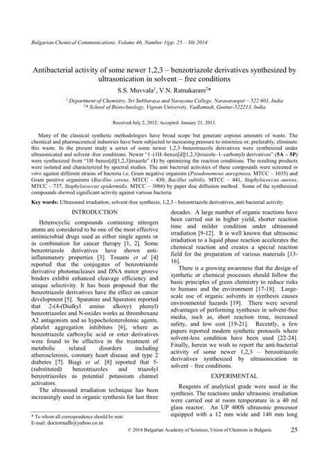 (PDF) Antibacterial activity of some newer 1,2,3 - Benzotriazole derivatives synthesized by ...