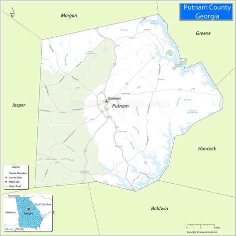 Map of Putnam County, Georgia - Where is Located, Cities, Population ...