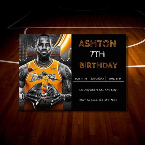 Lebron James Lakers Customized Digital Party Invitation Card - Etsy UK ...