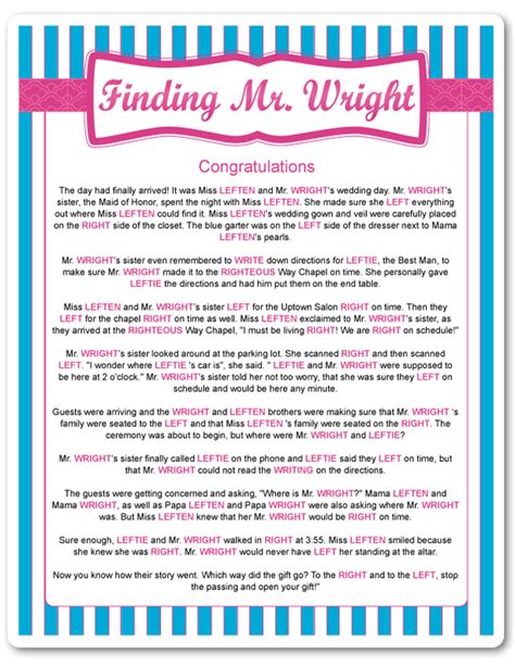 Printable Finding Mr. Wright - Funsational.com | Fun bridal shower games, Printable bridal ...