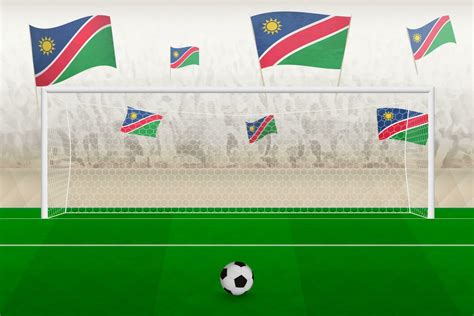 Namibia football team fans with flags of Namibia cheering on stadium ...