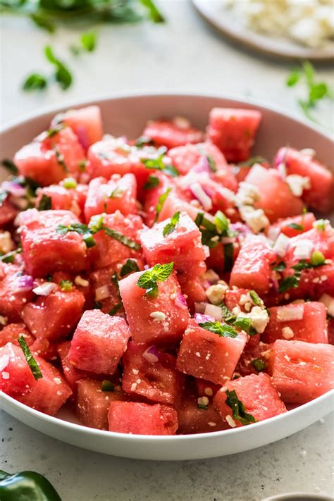 Easy Watermelon Salad | Watermelon salad recipes, Watermelon salad ...