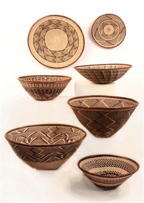 This is a grouping of Zimbabwe Binga baskets. In Zimbabwe they are ...