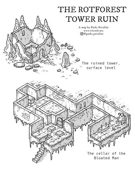 The Rotforest Tower Ruin : dndmaps | D&d, D d maps, Map pictures