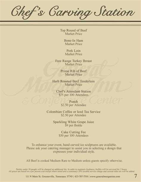 Event Menus – The General Morgan Inn and Conference Center