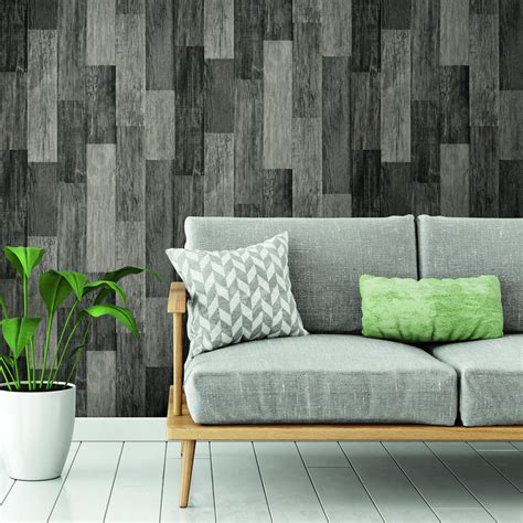 Weathered Wood Plank Black Peel & Stick Wallpaper in 2020 | Wood plank wallpaper, Wall decor ...