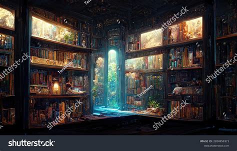 Bookcase Old Books Interior Bookstore Library Stock Illustration ...