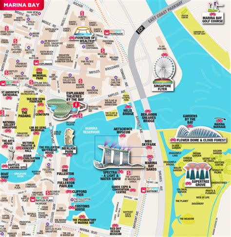 Marina Bay Tourist Attractions Map | Singapore - Ontheworldmap.com