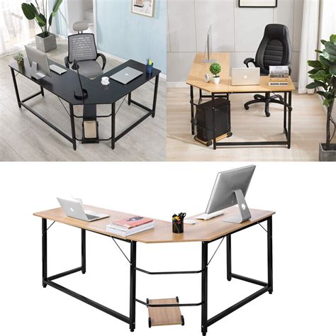 90 73cm Computer Desk White Office Desk Workstation L-Shaped Corner Study Writing Desk Computer ...