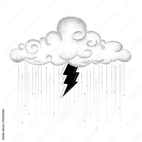 The Cloud, Rain and Lightning. Sketch Artwork, Creative Idea ...