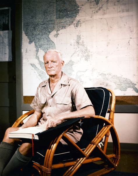 World War II in Color: Chester W. Nimitz Sitting in a Bamboo Chair