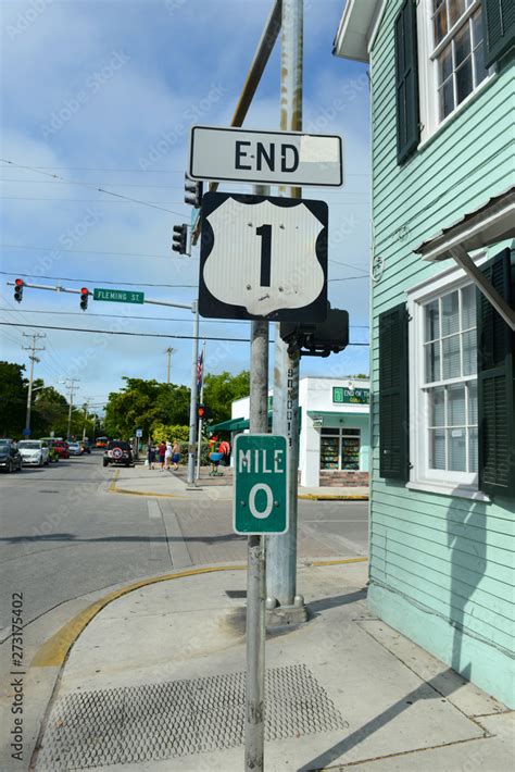 End Point of US Route 1 sign (Mile zero) in Key West, Florida, USA. Stock Photo | Adobe Stock