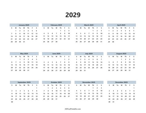 2029 Calendar – Free Printable