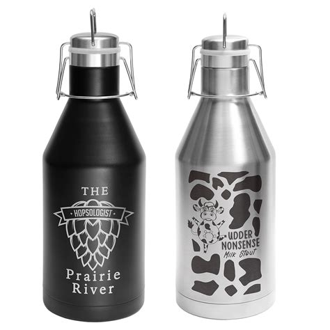 Personalized Growler | Custom Growlers | Black or Silver Stainless Steel