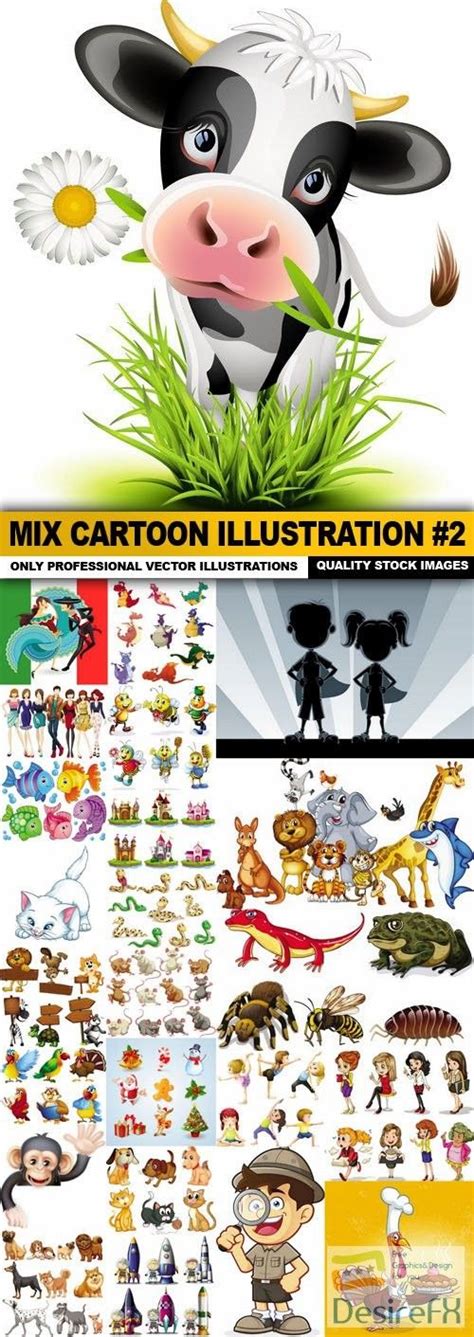 Download Mix cartoon Illustration #2- 25 Vector - DesireFX.COM | Cartoon illustration ...