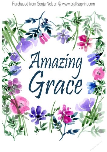 Printable Wall Decor 8x10 Amazing Grace Word Art Watercolor Print - CUP864008_2123 | Craftsuprint