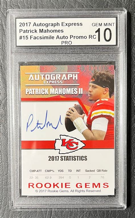 2017 Autograph Express 15 Patrick Mahomes Facsimile Autograph Promo ...