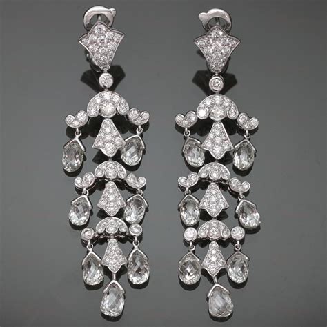 CARTIER Diamond Platinum Chandelier Earrings-MTSJ11248