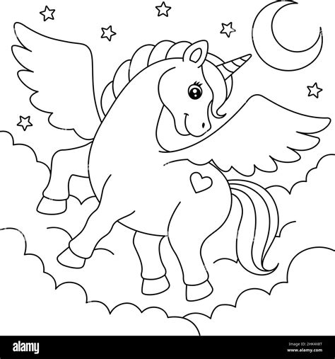 Flying Unicorn Coloring Page for Kids Stock Vector Image & Art - Alamy