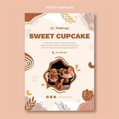 Free Vector | Flat design sweet cupcake poster template