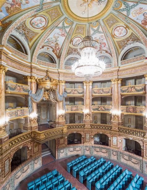 Royal Palace of Caserta, Naples. The court theatre has a horseshoe shape with 41 boxes arranged ...