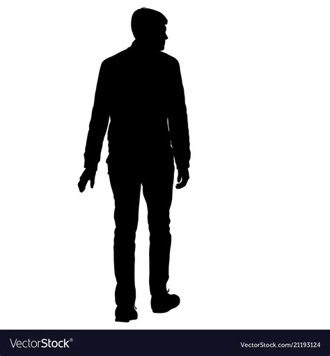 Black silhouette man standing people on white Vector Image