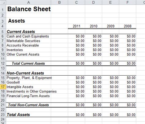 Balance Sheet Template Excel | Template Business