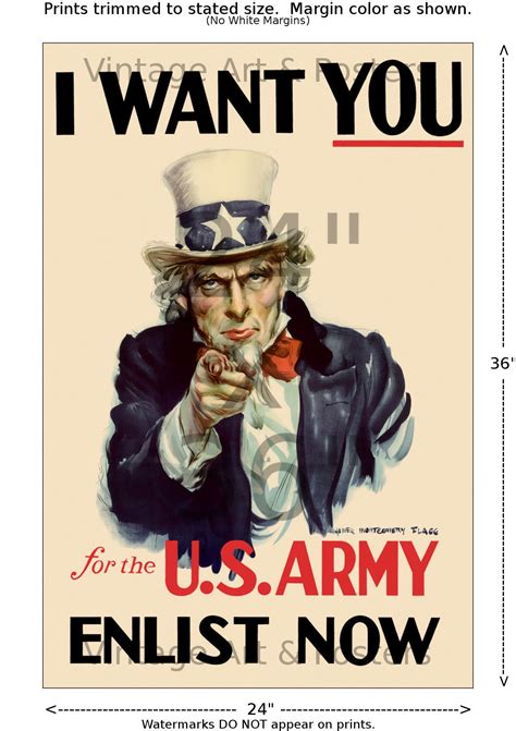 World War II U.S. Recruiting Poster Uncle Sam I Want You | Etsy