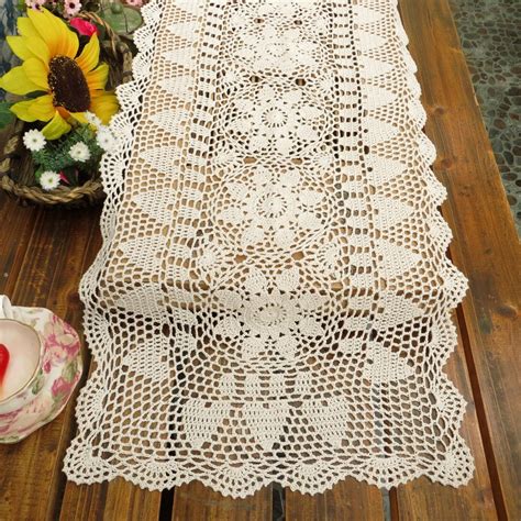 kilofly Handmade Crochet Lace Rectangular Table Runner 15 x 51 Inch White | eBay