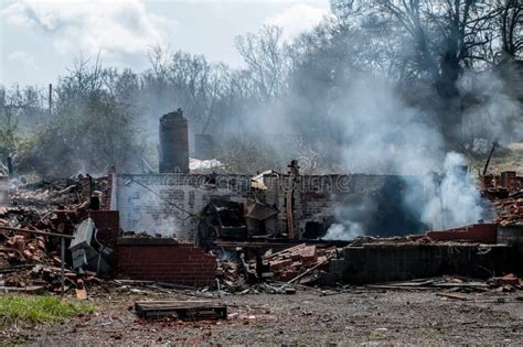 House ruins after fire stock photo. Image of demolished - 30406756