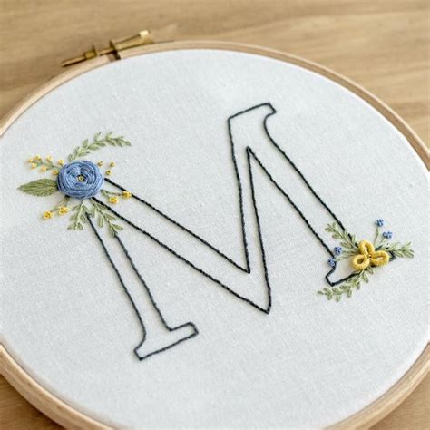 Floral Letters Embroidery Pattern + Video Tutorial, Floral Initial - 26 letters + &, Floral ...