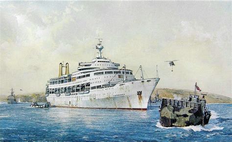 Ss Canberra Falklands/Malvinas Falklands War, Ship Paintings, Canberra, Military Art, Maiden ...