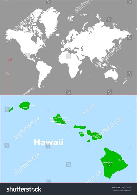 Hawaii World Map Stock Vector (Royalty Free) 144291058 | Shutterstock