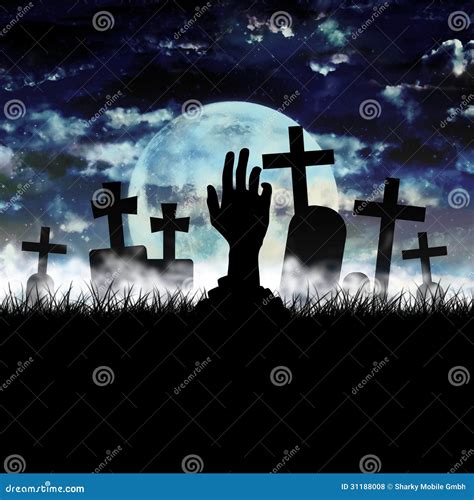 Zombie Halloween Graveyard stock illustration. Illustration of halloween - 31188008