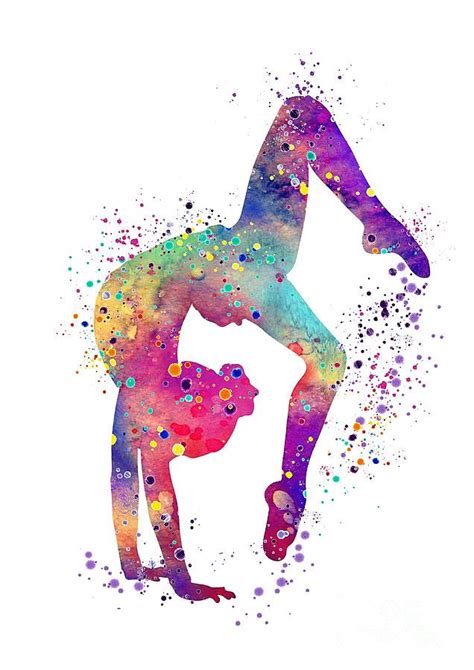 Gymnastics Digital Art - Gymnastics Tumbling Colorful Watercolor Art Gift by White Lotus in 2021 ...