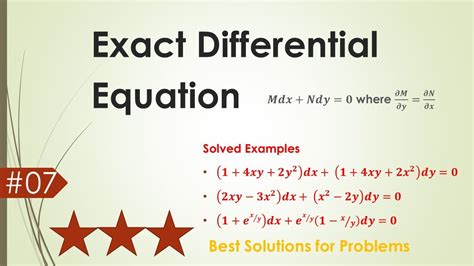 Problems on Exact Differential Equation - YouTube