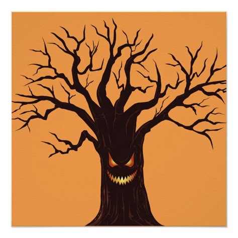 Scary Halloween Tree Face Poster | Zazzle.com