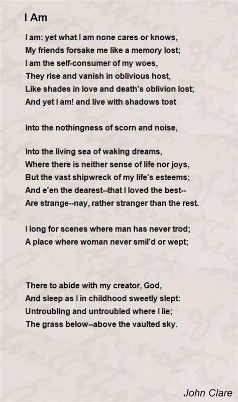 I Am - I Am Poem by John Clare | Penny dreadful quotes, I am poem, John ...