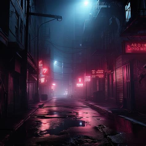 Premium AI Image | Night street with neon lights