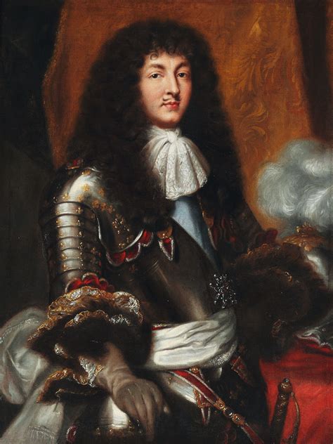 Pierre Mignard(after) - Louis XIV with dark full-bottomed wig and ...