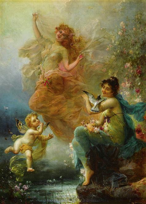 Woodland Nymphs By A Stream Art Print by Hans Zatzka