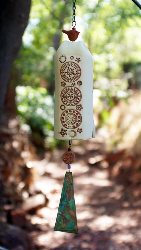 Winter White Porcelain Wind Chime Garden by EarthWindStoneware