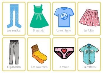 La ropa flashcards, Spanish clothing flashcards | TPT