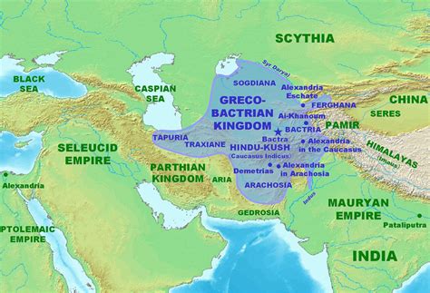 Map of the Greco-Bactrian Kingdom (Illustration) - Ancient History ...