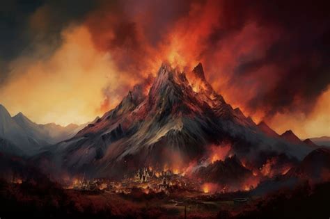 Premium AI Image | Concept art illustration of Mordor land Mount Doom volcano in Mordor Mordor ...