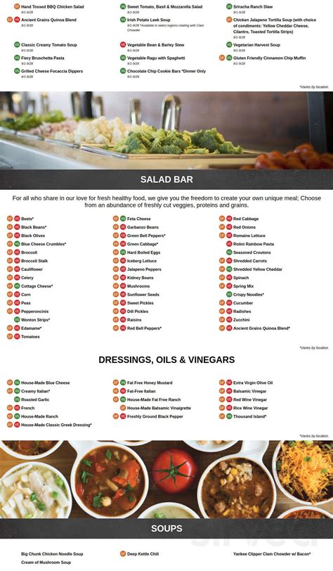 Souplantation menu in San Diego, California, USA