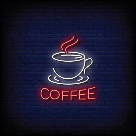 Neon Sign coffee Brick Wall Background vector 11640439 Vector Art at ...